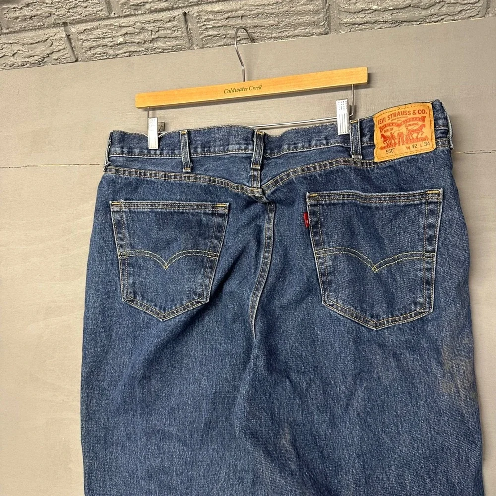 Levis 550 Mens Relaxed Fit Tapered Leg‎ Blue Denim Jeans W42 L34 Medium Wash